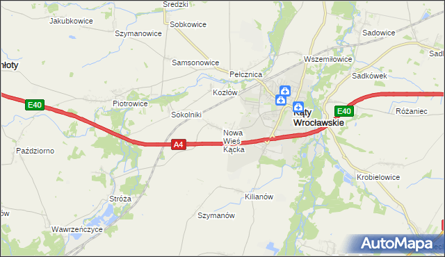 mapa Nowa Wieś Kącka, Nowa Wieś Kącka na mapie Targeo