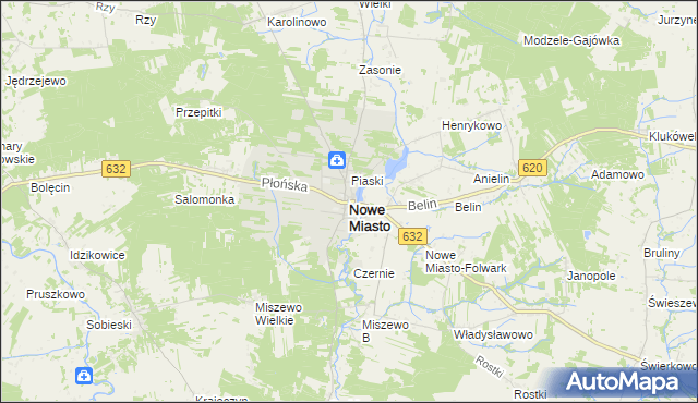 mapa Nowe Miasto powiat płoński, Nowe Miasto powiat płoński na mapie Targeo