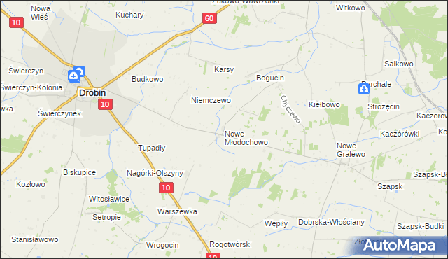 mapa Nowe Młodochowo, Nowe Młodochowo na mapie Targeo