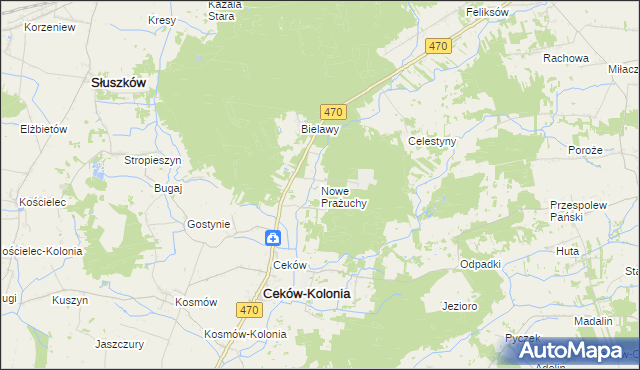 mapa Nowe Prażuchy, Nowe Prażuchy na mapie Targeo