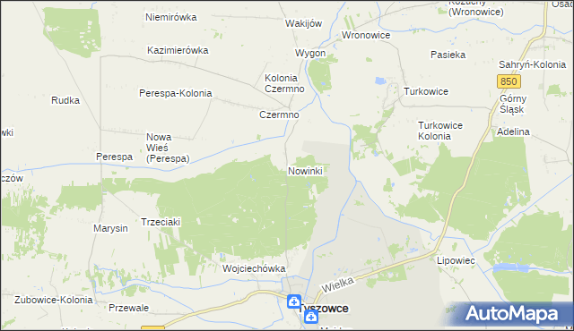 mapa Nowinki gmina Tyszowce, Nowinki gmina Tyszowce na mapie Targeo