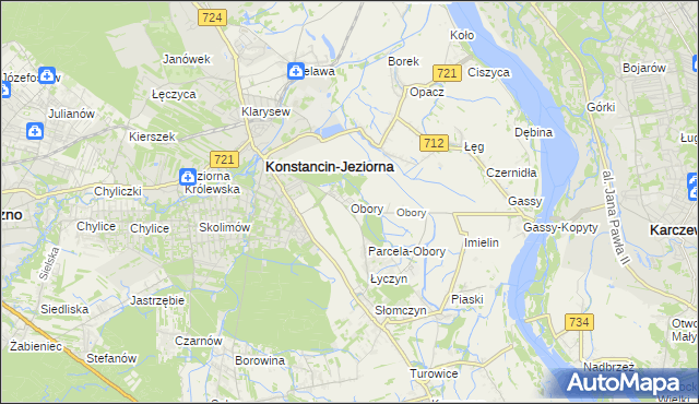 mapa Obory gmina Konstancin-Jeziorna, Obory gmina Konstancin-Jeziorna na mapie Targeo