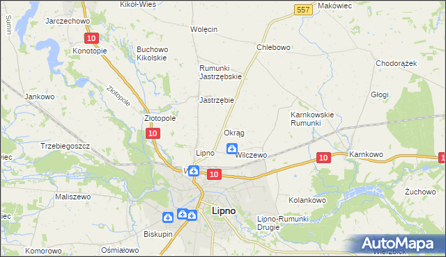 mapa Okrąg, Okrąg na mapie Targeo