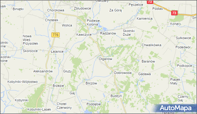 mapa Olganów, Olganów na mapie Targeo