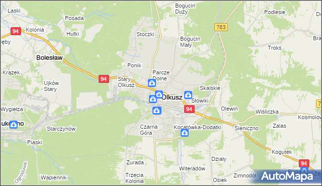 mapa Olkusz, Olkusz na mapie Targeo