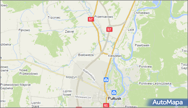 mapa Olszak gmina Pułtusk, Olszak gmina Pułtusk na mapie Targeo