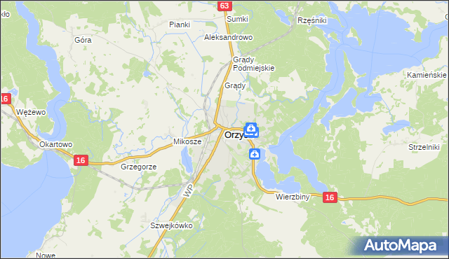 mapa Orzysz, Orzysz na mapie Targeo