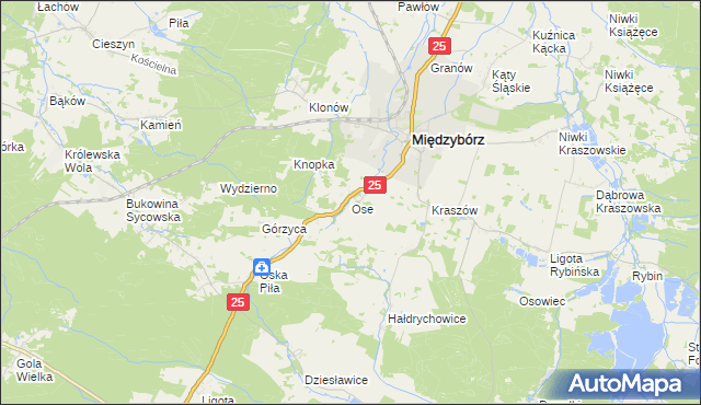 mapa Ose, Ose na mapie Targeo