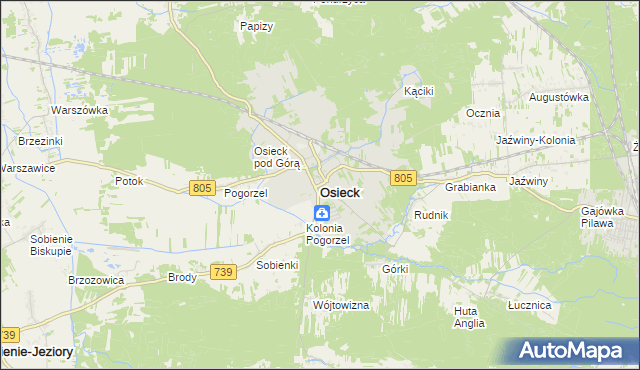 mapa Osieck, Osieck na mapie Targeo