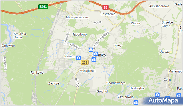 mapa Osielsko, Osielsko na mapie Targeo