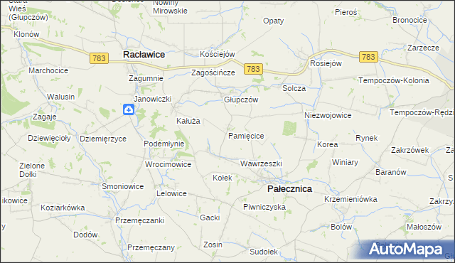 mapa Pamięcice, Pamięcice na mapie Targeo