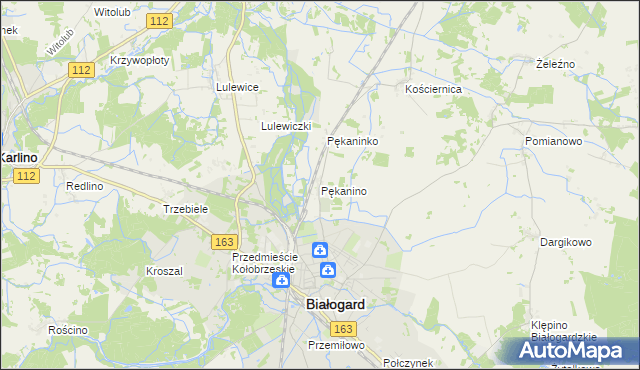 mapa Pękanino gmina Białogard, Pękanino gmina Białogard na mapie Targeo