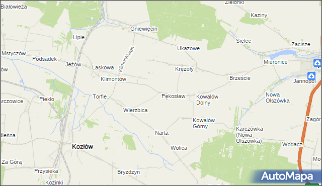 mapa Pękosław, Pękosław na mapie Targeo