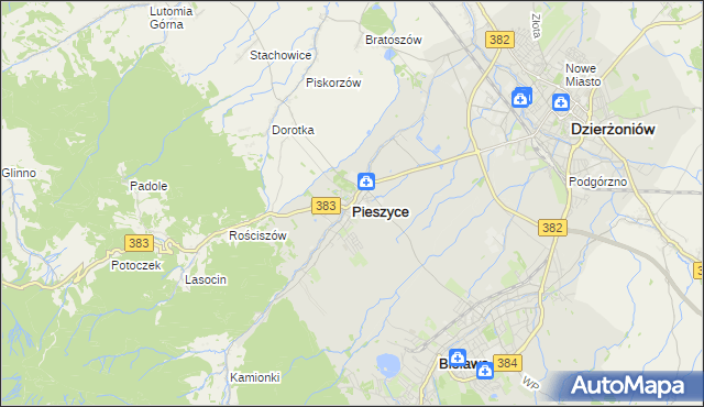 mapa Pieszyce, Pieszyce na mapie Targeo