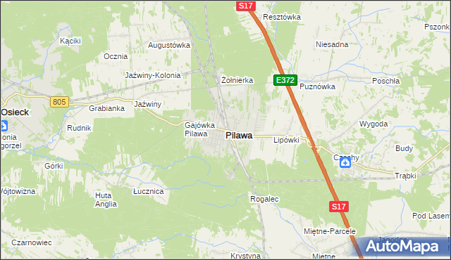 mapa Pilawa powiat garwoliński, Pilawa powiat garwoliński na mapie Targeo