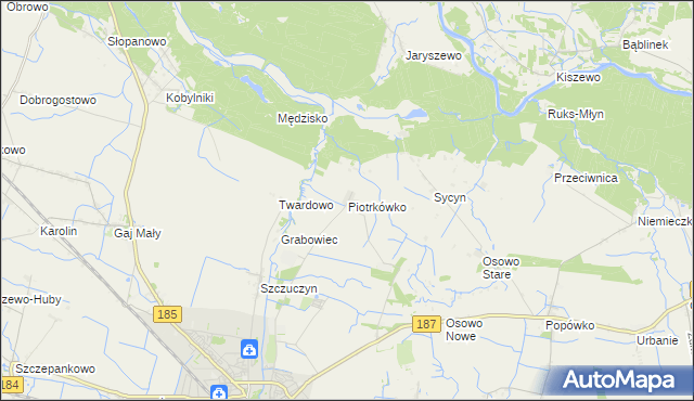 mapa Piotrkówko gmina Szamotuły, Piotrkówko gmina Szamotuły na mapie Targeo