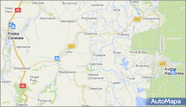 mapa Podlesie gmina Cisek, Podlesie gmina Cisek na mapie Targeo