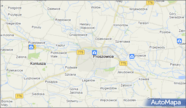 mapa Proszowice, Proszowice na mapie Targeo