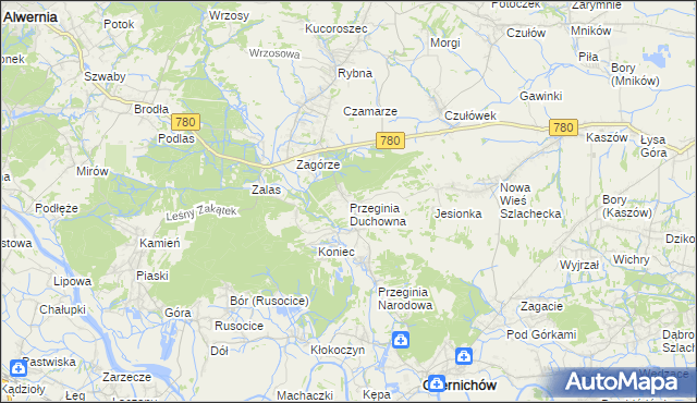 mapa Przeginia Duchowna, Przeginia Duchowna na mapie Targeo