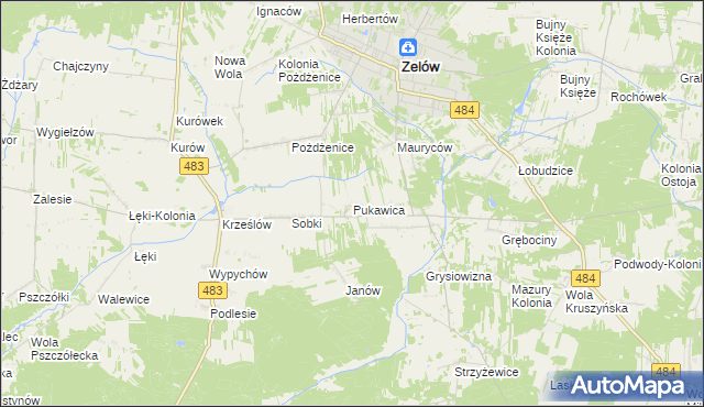 mapa Pukawica, Pukawica na mapie Targeo