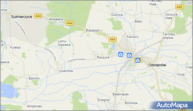 mapa Raczyce gmina Odolanów, Raczyce gmina Odolanów na mapie Targeo