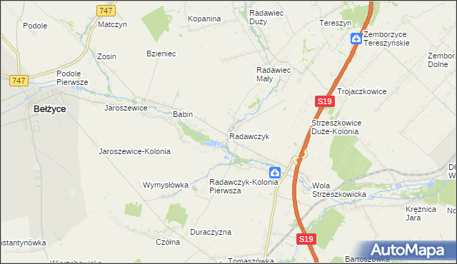 mapa Radawczyk gmina Niedrzwica Duża, Radawczyk gmina Niedrzwica Duża na mapie Targeo