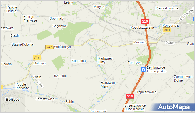 mapa Radawiec Duży, Radawiec Duży na mapie Targeo