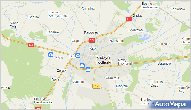 mapa Radzyń Podlaski, Radzyń Podlaski na mapie Targeo