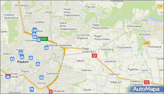 mapa Rajec Szlachecki, Rajec Szlachecki na mapie Targeo