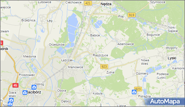 mapa Raszczyce, Raszczyce na mapie Targeo