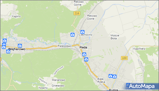 mapa Reda, Reda na mapie Targeo