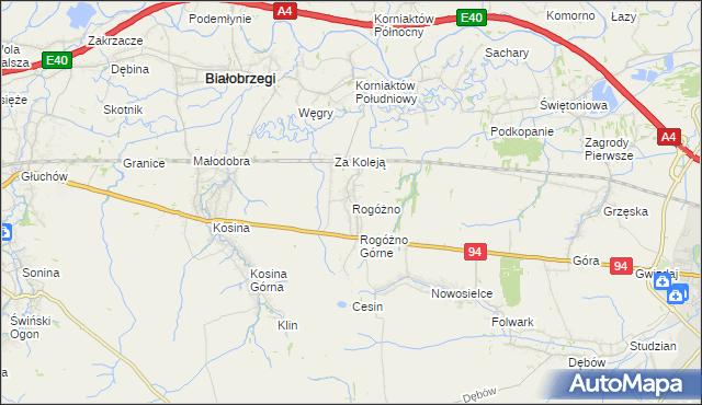 mapa Rogóżno, Rogóżno na mapie Targeo