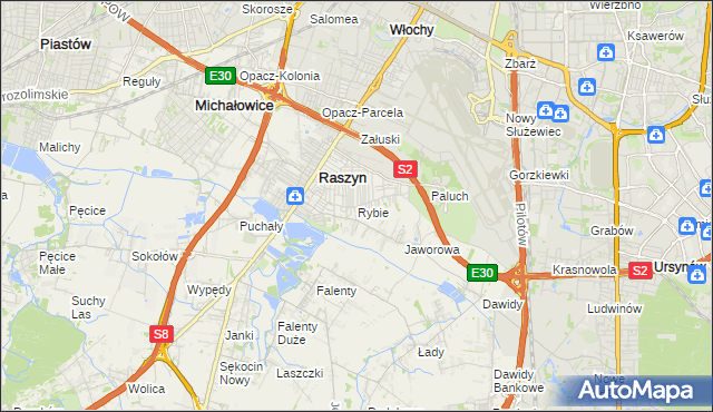mapa Rybie gmina Raszyn, Rybie gmina Raszyn na mapie Targeo