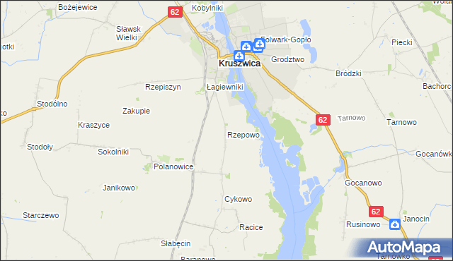 mapa Rzepowo gmina Kruszwica, Rzepowo gmina Kruszwica na mapie Targeo