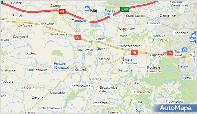 mapa Siedlec gmina Bochnia, Siedlec gmina Bochnia na mapie Targeo