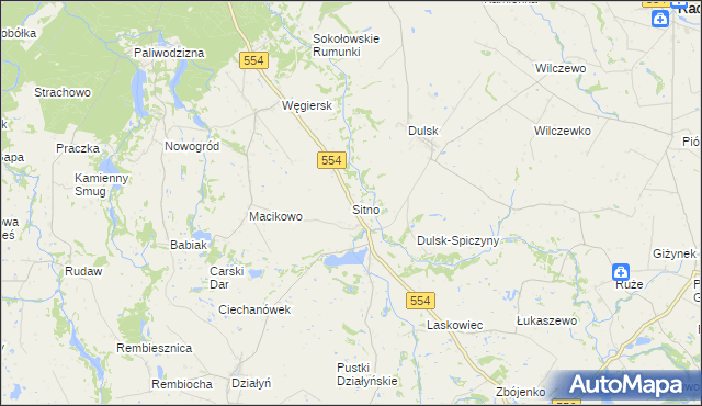 mapa Sitno gmina Zbójno, Sitno gmina Zbójno na mapie Targeo