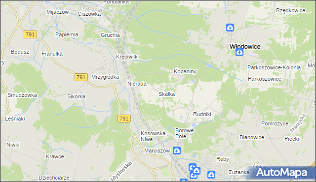 mapa Skałka gmina Włodowice, Skałka gmina Włodowice na mapie Targeo