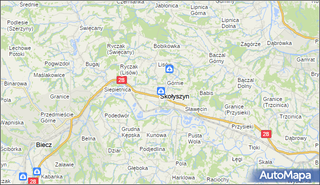 mapa Skołyszyn, Skołyszyn na mapie Targeo