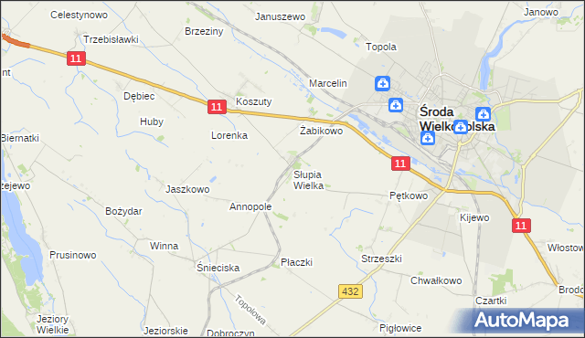 mapa Słupia Wielka, Słupia Wielka na mapie Targeo