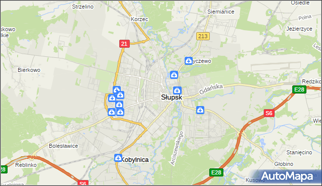 mapa Słupska, Słupsk na mapie Targeo