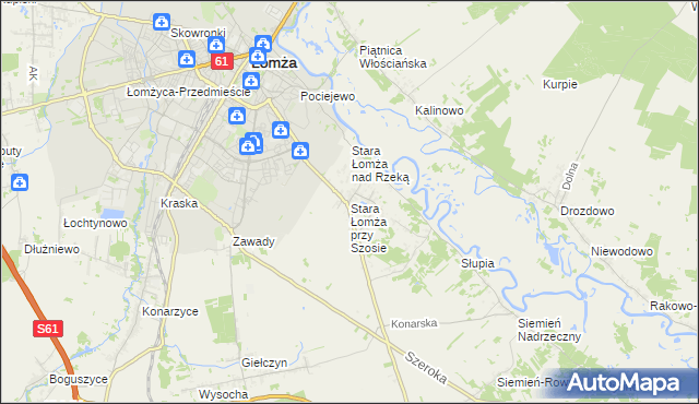 mapa Stara Łomża przy Szosie, Stara Łomża przy Szosie na mapie Targeo
