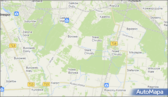 mapa Stare Chrusty gmina Rokiciny, Stare Chrusty gmina Rokiciny na mapie Targeo