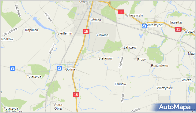 mapa Stefanów gmina Jarocin, Stefanów gmina Jarocin na mapie Targeo