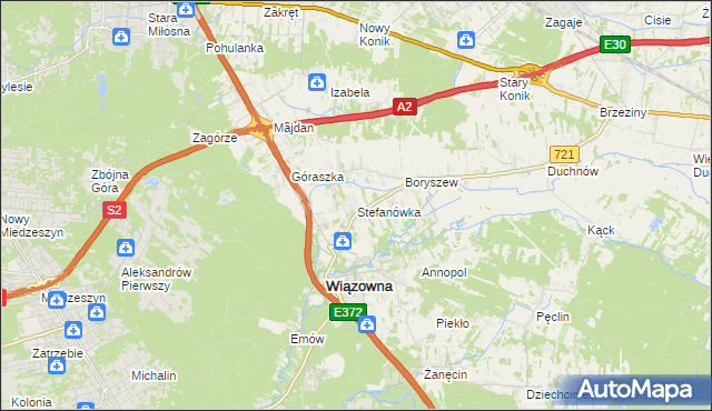 mapa Stefanówka gmina Wiązowna, Stefanówka gmina Wiązowna na mapie Targeo