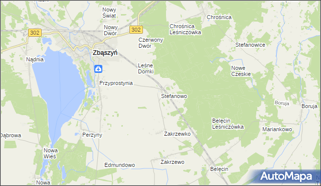 mapa Stefanowo gmina Zbąszyń, Stefanowo gmina Zbąszyń na mapie Targeo