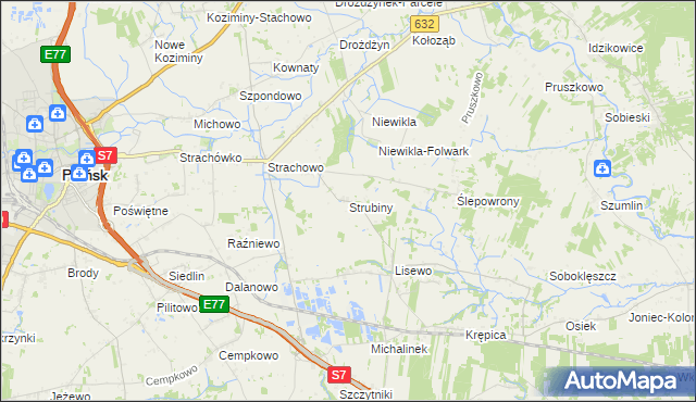 mapa Strubiny gmina Płońsk, Strubiny gmina Płońsk na mapie Targeo