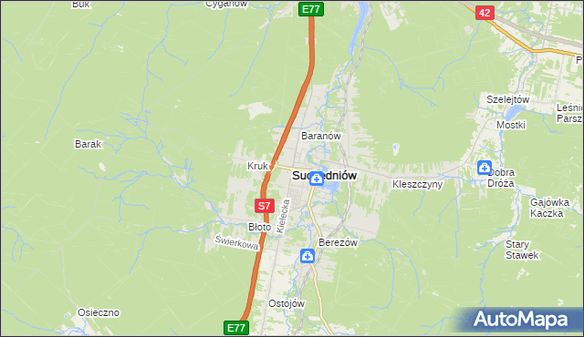 mapa Suchedniów, Suchedniów na mapie Targeo