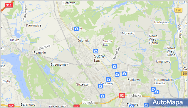 mapa Suchy Las powiat poznański, Suchy Las powiat poznański na mapie Targeo