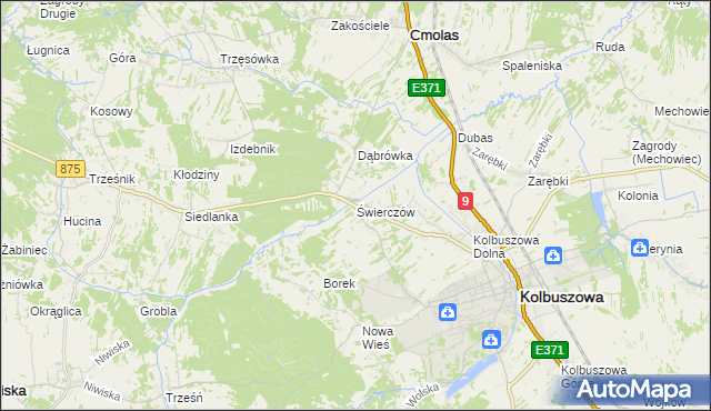mapa Świerczów gmina Kolbuszowa, Świerczów gmina Kolbuszowa na mapie Targeo