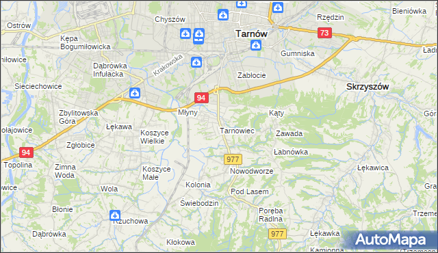 mapa Tarnowiec gmina Tarnów, Tarnowiec gmina Tarnów na mapie Targeo